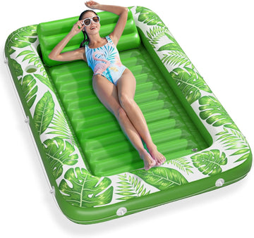 Inflatable Tanning Pool Lounger Float - Jasonwell 4 in 1 Sun Tan Tub Sunbathing Pool Lounge Raft Floatie Toys Water Filled Tanning Bed Mat Pad for Adult Blow Up Kiddie Pool Kids Ball Pit Pool (TG-L) - Jasonwell